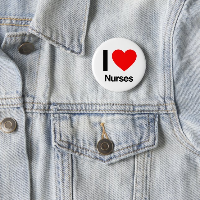 i love nurses 6 cm round badge (In Situ)