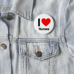 i love nurses 6 cm round badge