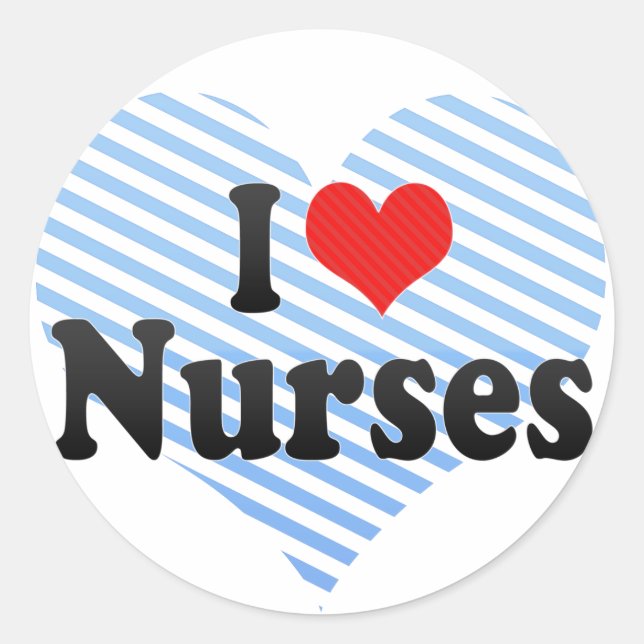 I Love Nurses Classic Round Sticker (Front)