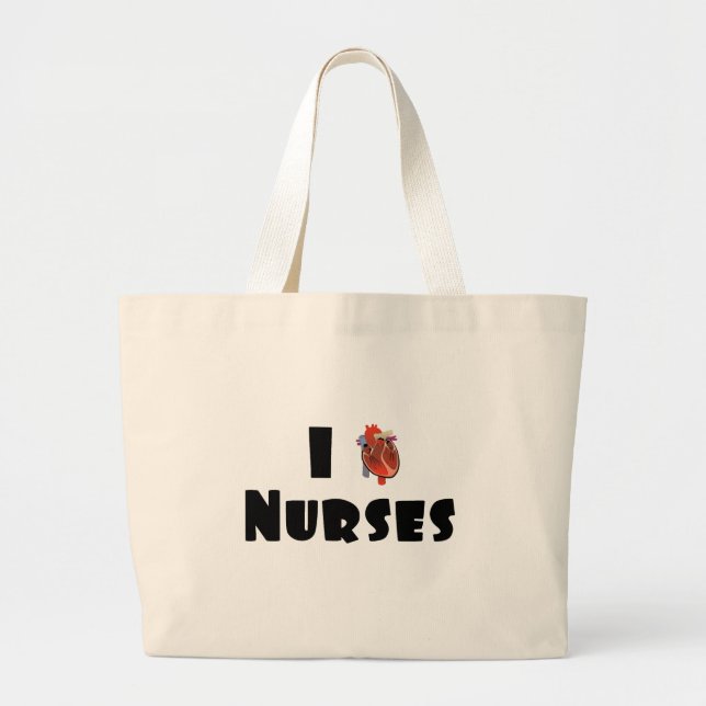 I love nurses large tote bag (Front)