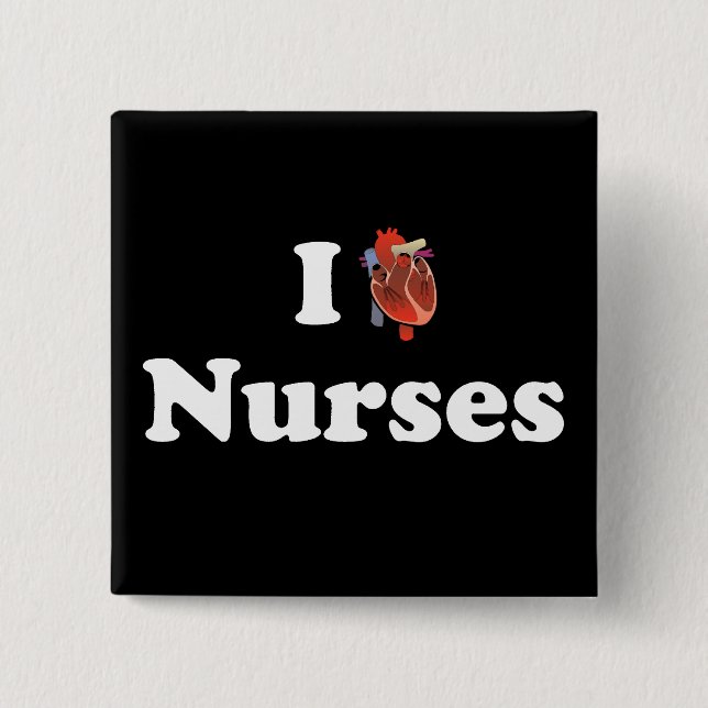 I love nursing 15 cm square badge (Front)