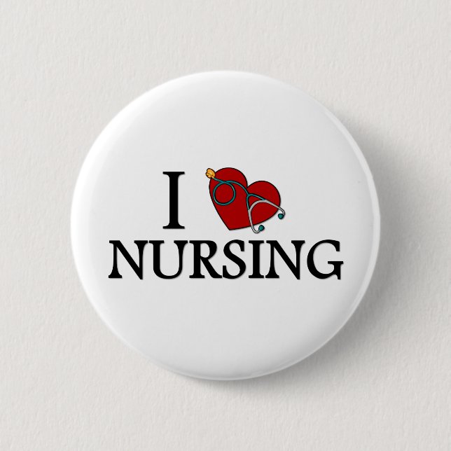 I Love Nursing 6 Cm Round Badge (Front)