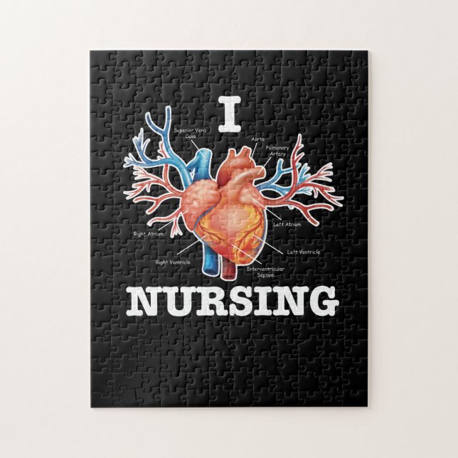 I Love Nursing Heart Anatomy Medical Jigsaw Puzzle (Vertical)