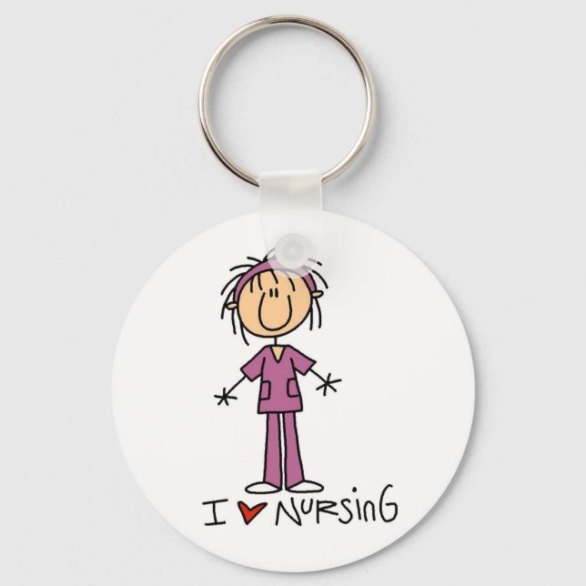 I Love Nursing T-shirts and Gifts Key Ring (Front)