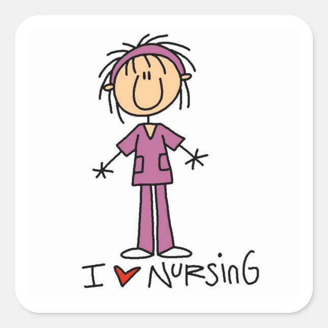 I Love Nursing T-shirts and Gifts Square Sticker (Front)