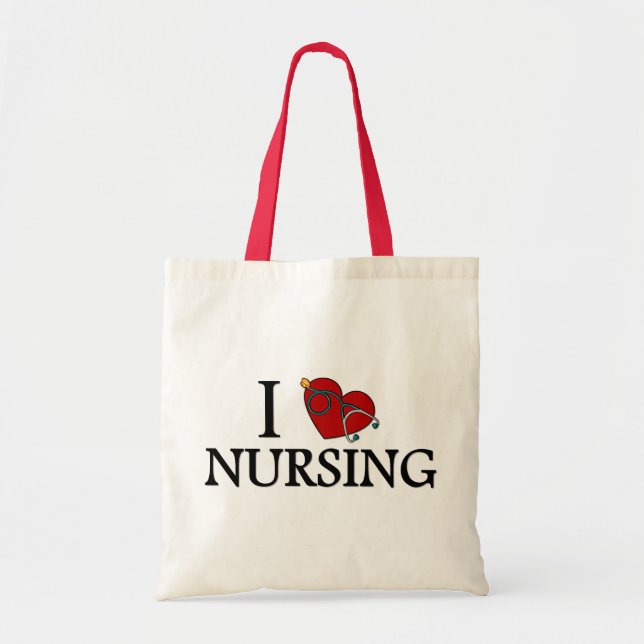 I Love Nursing Tote Bag (Front)