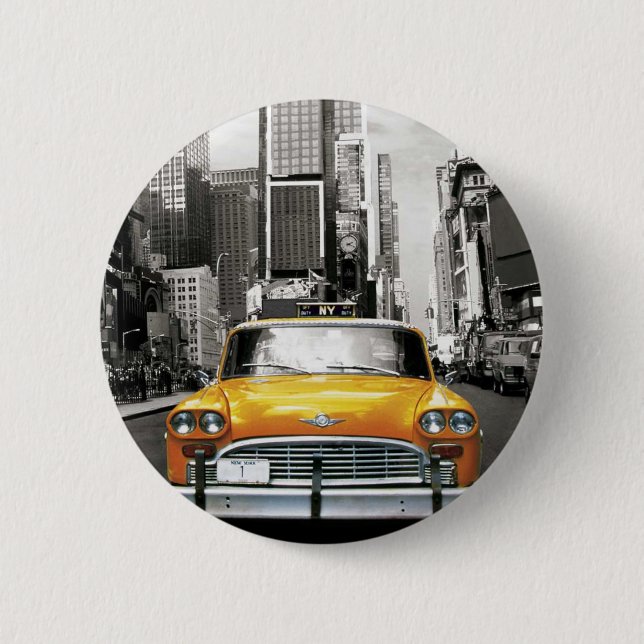 I Love NYC - New York Taxi 6 Cm Round Badge (Front)