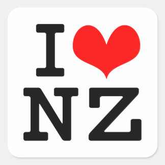 I Love NZ Square Sticker