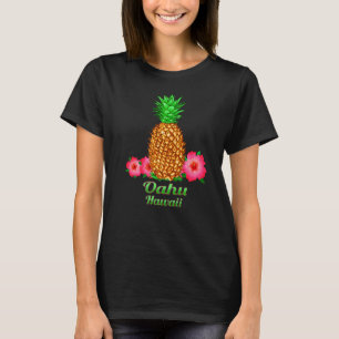 I Love Oahu Hawaii Hi Pineapple Floral T-Shirt