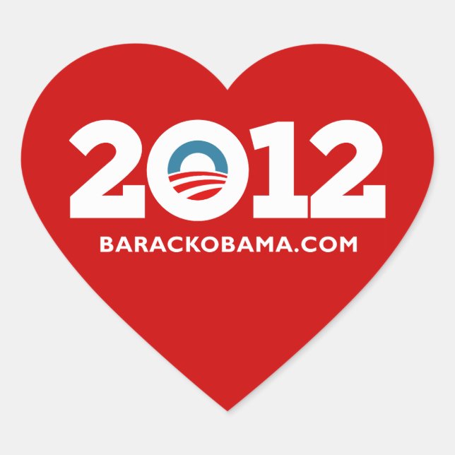 I Love Obama 2012 Heart Sticker (Front)