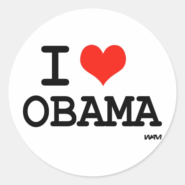 I love Obama Classic Round Sticker (Front)