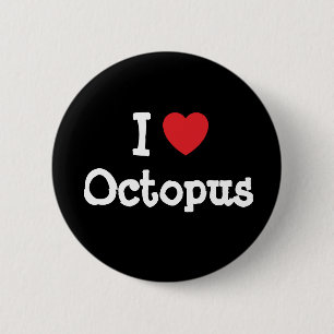 I love Octopus heart T-Shirt 6 Cm Round Badge