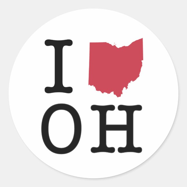 I Love Ohio Classic Round Sticker (Front)