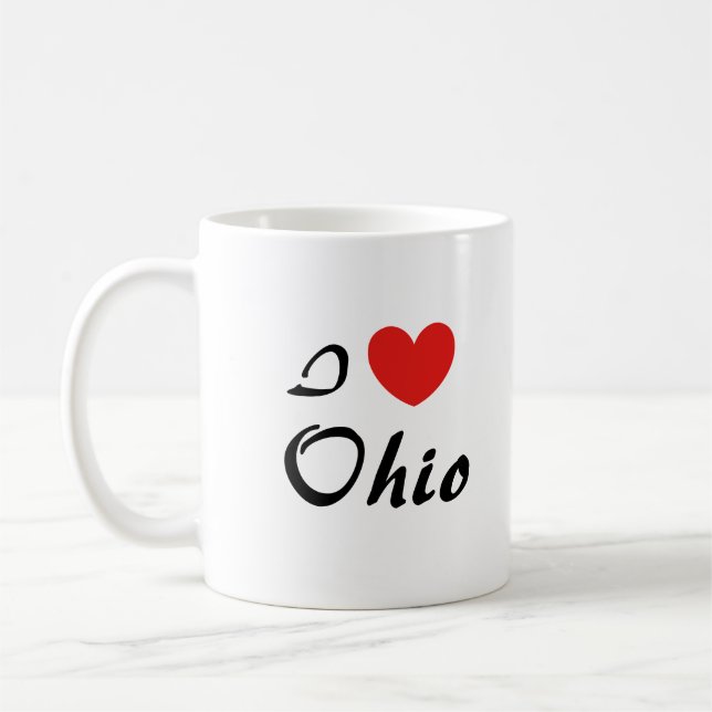 I Love Ohio Heart Typography Coffee Mug (Left)