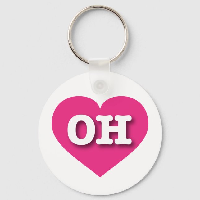 I love Ohio - OH hot pink heart Key Ring (Front)