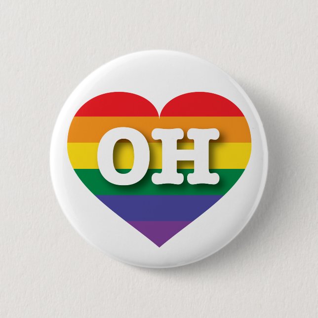 I Love Ohio Rainbow Heart 6 Cm Round Badge (Front)