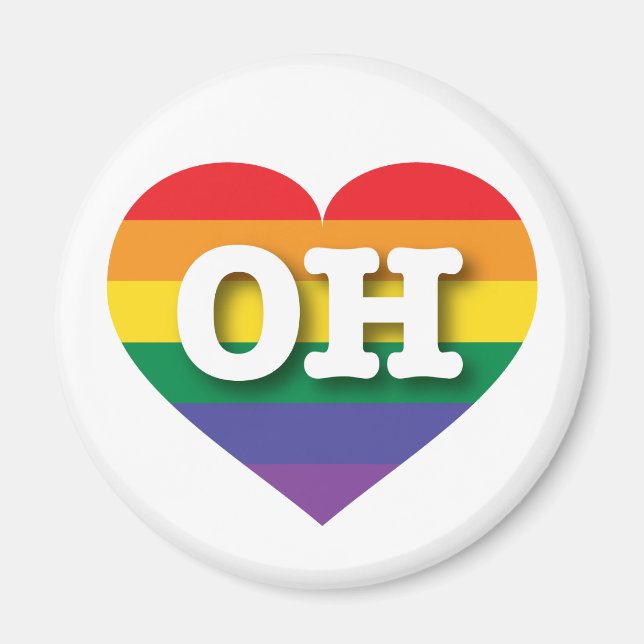 I Love Ohio Rainbow Heart Magnet (Front)