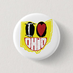 I Love Ohio Smiling Happy Face  3 Cm Round Badge