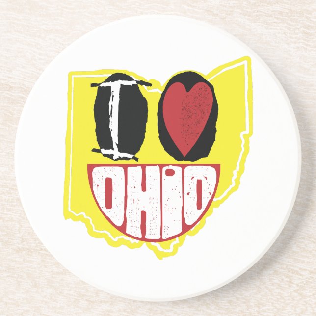 I Love Ohio Smiling Happy Face  Coaster (Front)