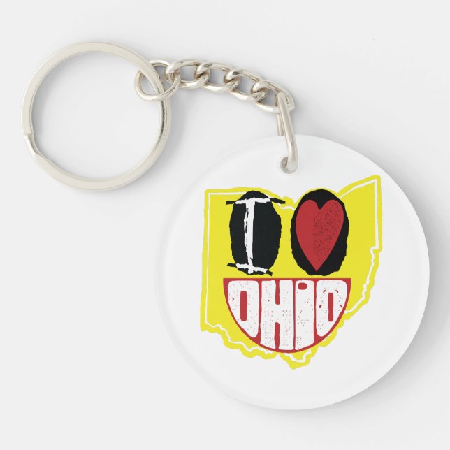 I Love Ohio Smiling Happy Face  Key Ring (Front)