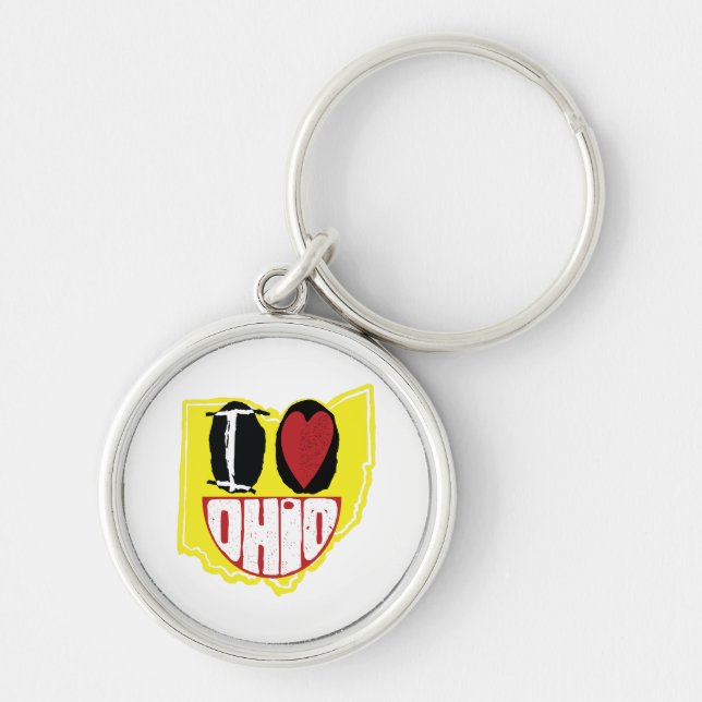 I Love Ohio Smiling Happy Face  Key Ring (Front)