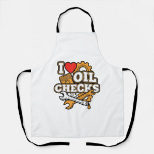 I Love Oil Checks Funny Auto Mechanic Car Men Wome Apron