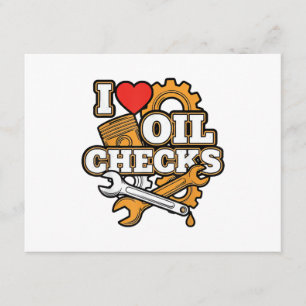 I Love Oil Checks Funny Auto Mechanic Car Men Wome Enclosure Card