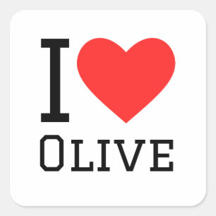 I love oil olive  square sticker