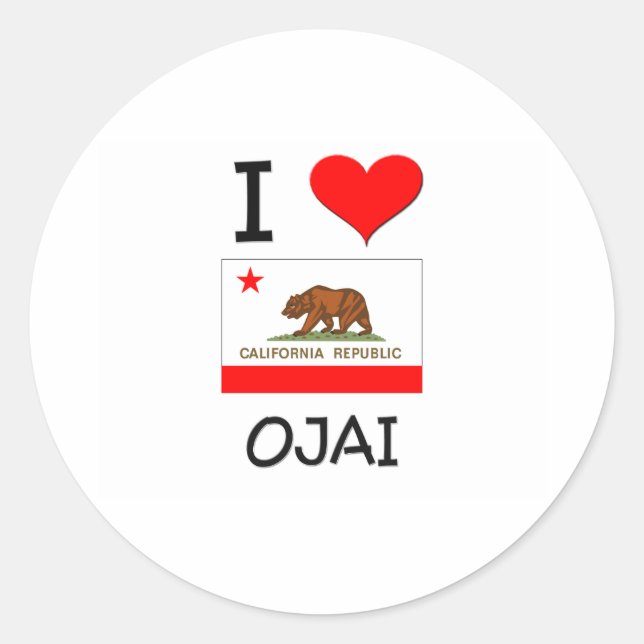I Love OJAI California Classic Round Sticker (Front)