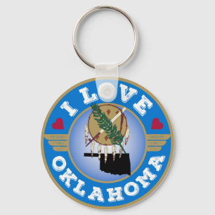 I Love Oklahoma State Flag and Map Key Ring