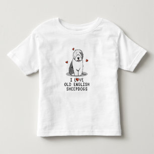 I Love Old English Sheepdogs (Grey 1) Cute OES Toddler T-Shirt