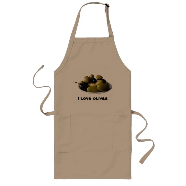 I Love Olives Long Apron (Front)