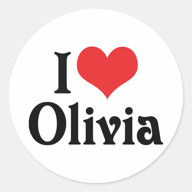 I Love Olivia Classic Round Sticker (Front)