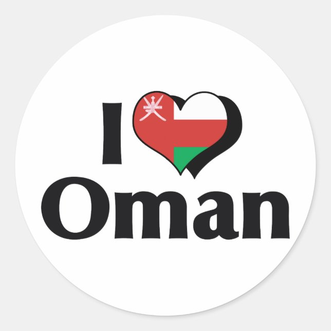 I Love Oman Flag Classic Round Sticker (Front)