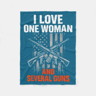 I love one woman several guns funny gun owner men fleece blanket