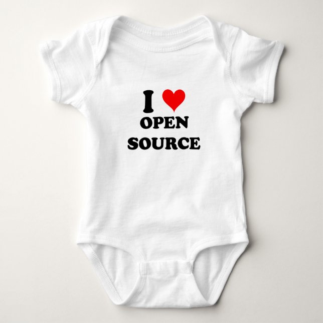 I Love Open Source Baby Bodysuit (Front)