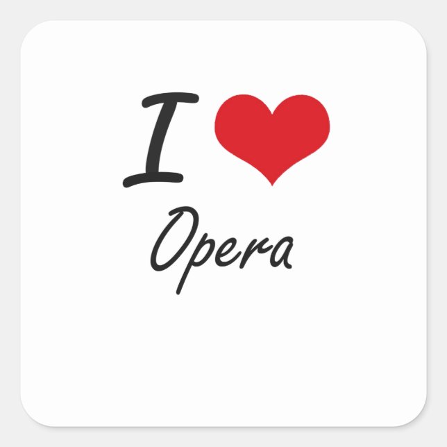 I Love Opera Square Sticker (Front)