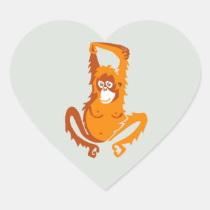I love ORANGUTANS - Original graphics - Nature - Heart Sticker