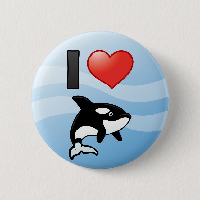 I Love Orcas 6 Cm Round Badge (Front)