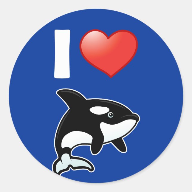 I Love Orcas Classic Round Sticker (Front)