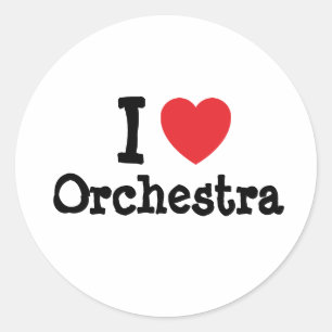 I love Orchestra heart custom personalised Classic Round Sticker