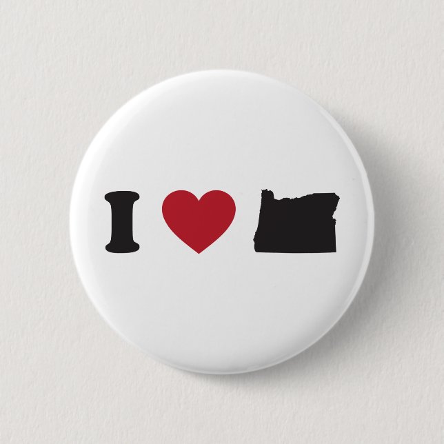 I Love Oregon 6 Cm Round Badge (Front)