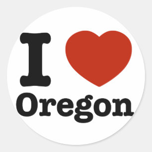 I Love Oregon Classic Round Sticker