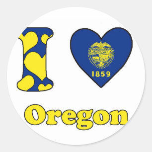 I love Oregon Classic Round Sticker