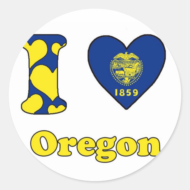 I love Oregon Classic Round Sticker (Front)