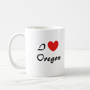 I Love Oregon Heart Typography Coffee Mug