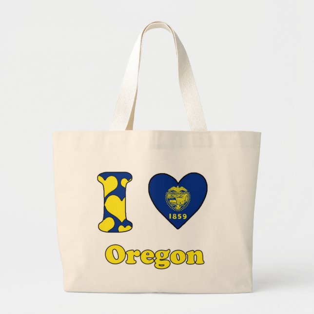 I love Oregon Large Tote Bag (Front)