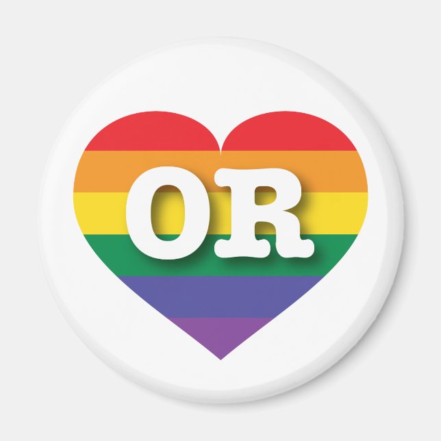 I Love Oregon Rainbow Heart Magnet (Front)