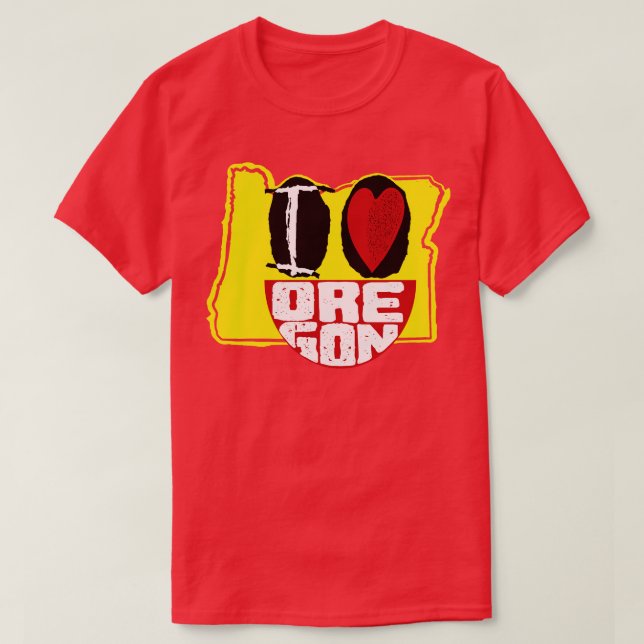 I Love Oregon Smiling Happy Face T-Shirt (Design Front)