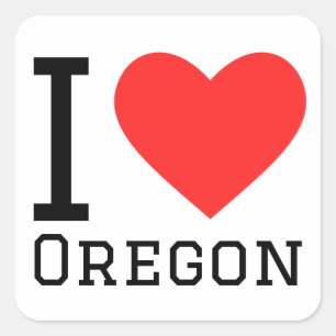 I love Oregon Square Sticker